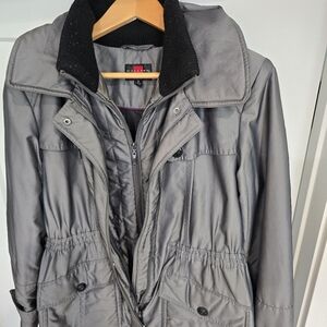 Gallery Women's Small Winter Coat Gray Grey Removable Hood Jacket Outdoors